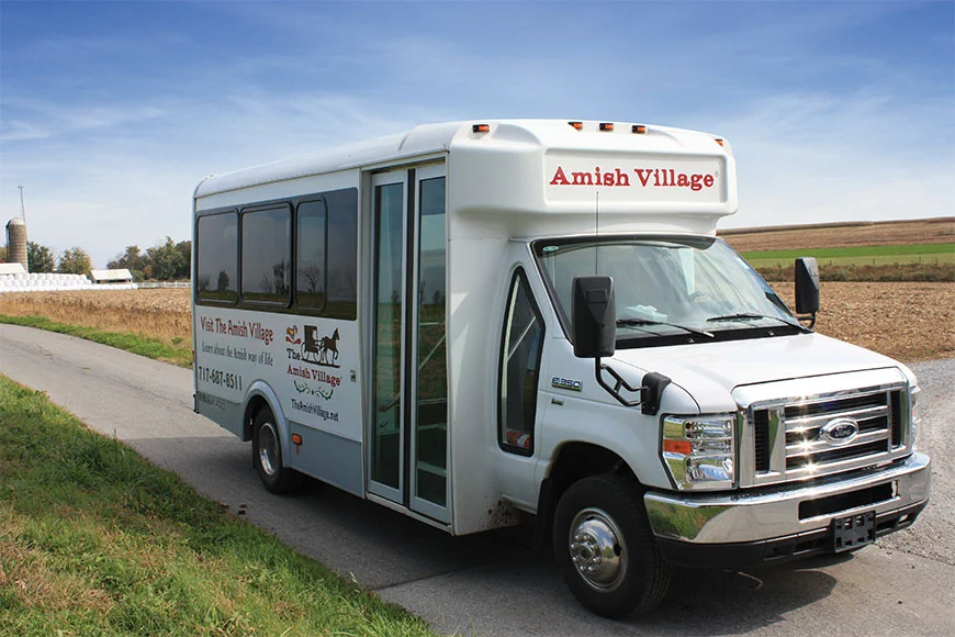 Amish Village backroads bus tour shuttle in Lancaster County, Pennsylvania