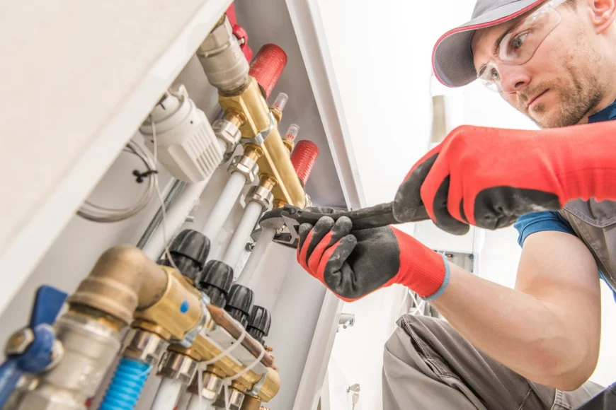 Plumber servicing a manifold system for Ressler and Mateer, Lancaster PA