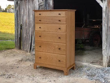 Handcrafted solid wood tall dresser with six drawers at Great Windsor Chairs Lancaster PA
