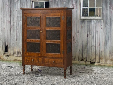 Handcrafted solid wood pie safe cabinet with tin panel doors at Great Windsor Chairs Lancaster PA