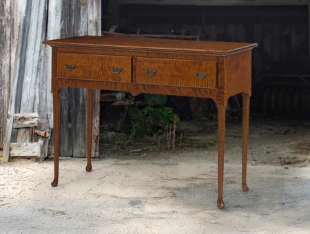 Handcrafted solid wood Queen Anne style end table with two drawers at Great Windsor Chairs Lancaster PA