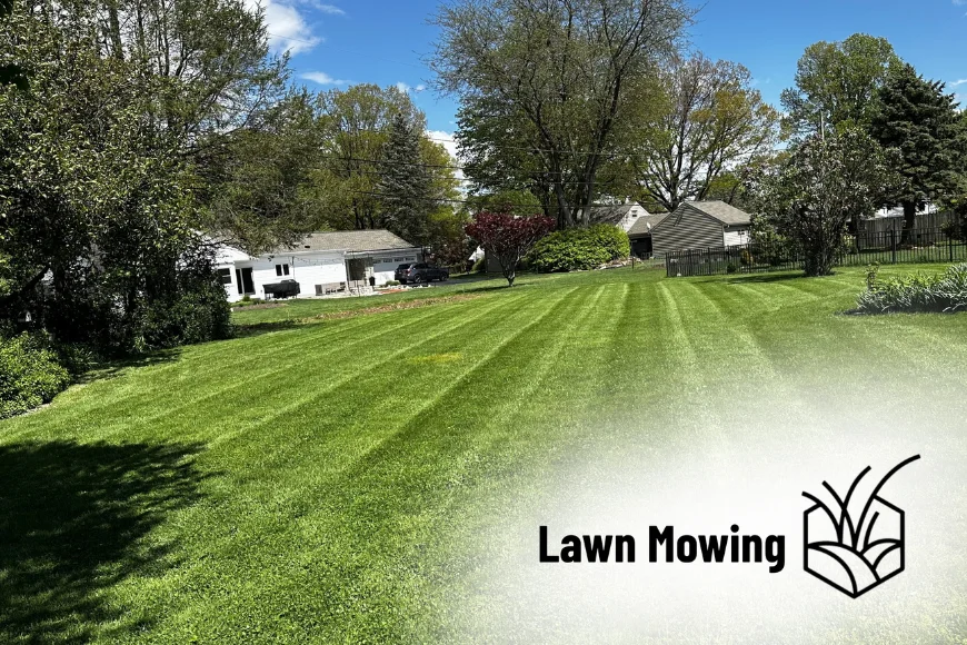 Professional lawn mowing service with striped mow pattern by Heemer's Lawn Care in Lancaster County, Pennsylvania