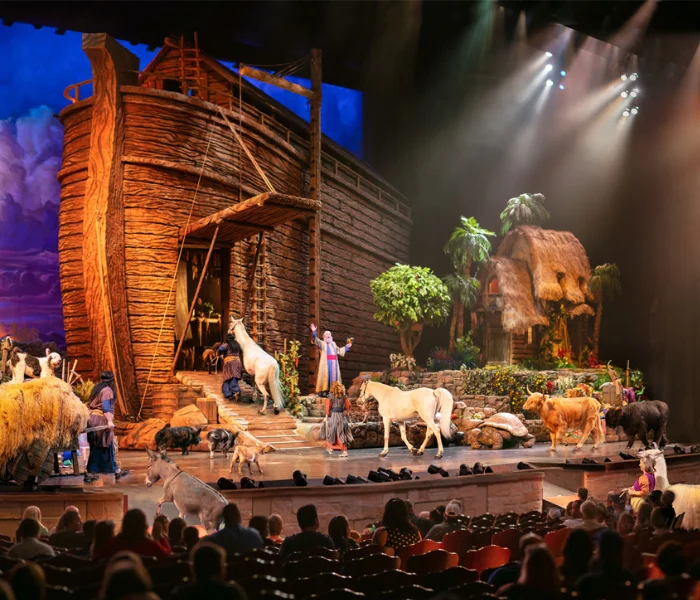 Sight and Sound stage production featuring Noah's Ark with live animals, actors, and audience, home page hero image for LancasterPA.com