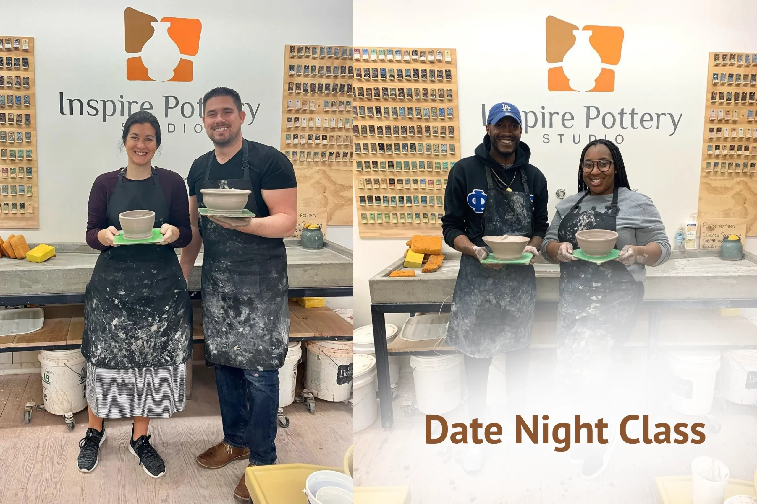 Couples pottery date night class at Inspire Pottery Studio in Lancaster, Pennsylvania