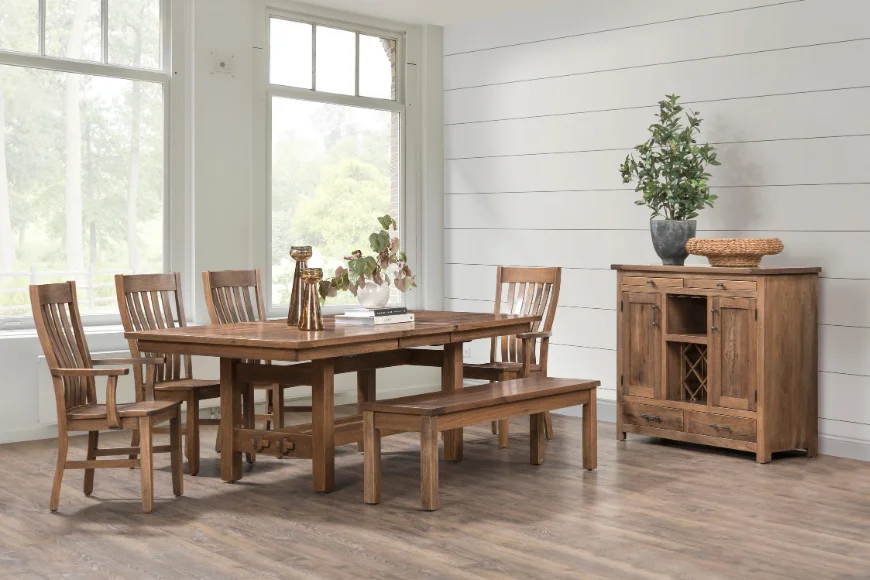 Kings Impressions solid wood dining table with bench and chairs in Lancaster PA