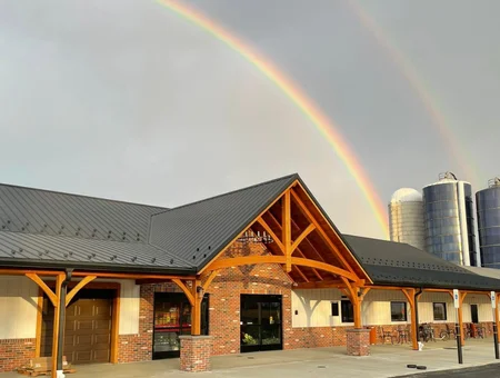 Rainbow over the entrance at Lapp's Farm Market in Lancaster PA