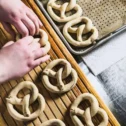 Hand-twisting soft pretzels at Sturgis Pretzel House in Lititz PA