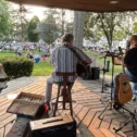 Live band performing at outdoor concert in Mount Joy town park, Pennsylvania