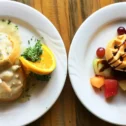 Chicken biscuits and waffle sundae dessert at Miller's Smorgasbord in Paradise PA