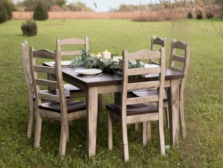 Peaceful Valley Furniture whitewashed table and chair set styled for outdoor dining, Lancaster County handcrafted furniture