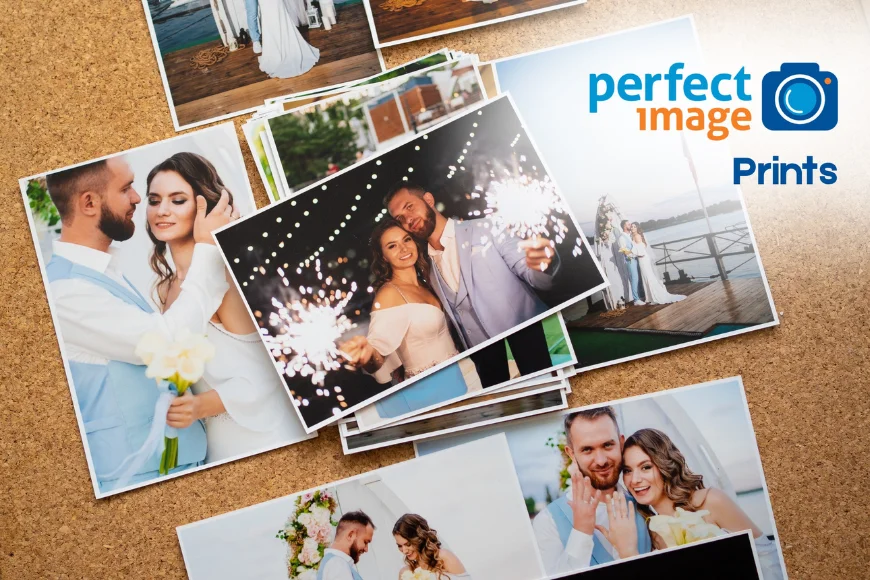 Wedding photo prints on display for photo printing services at Perfect Image in Lancaster, Pennsylvania