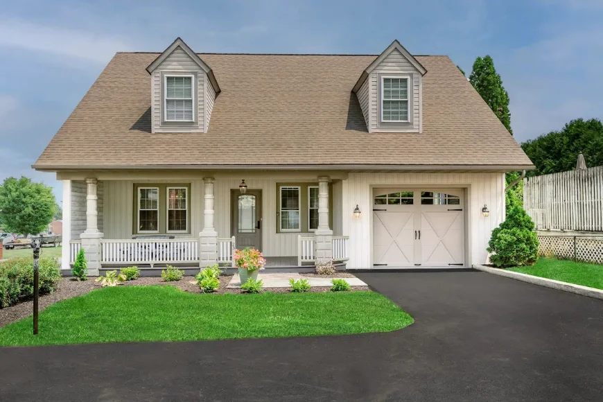 Cape Cod style exterior with front porch at The Queen Place near Kitchen Kettle Village in Lancaster PA