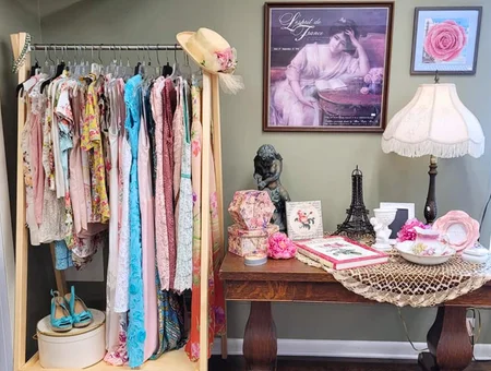 Re-Uzit Shop of New Holland vintage clothing rack and decor display, Lancaster County thrift store