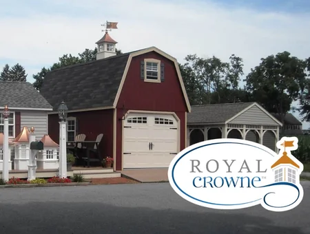 Barn style shed with cupola advertisement for Royal Crowne in Lancaster County, Pennsylvania