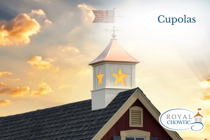 Copper roof cupola with weathervane on shed by Royal Crowne in Lancaster County, Pennsylvania
