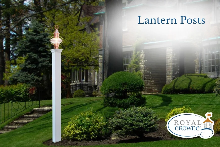 White lantern post with copper light fixture by Royal Crowne in Lancaster County, Pennsylvania