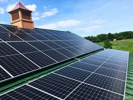 Belmont Solar rooftop solar panel installation on barn with cupola in Lancaster PA