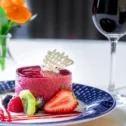 Berry mousse dessert with fresh fruit at Greenfield Restaurant in Lancaster PA