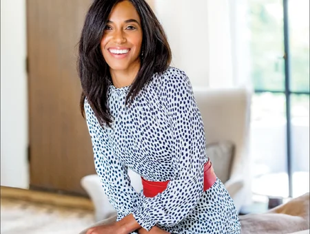 Woman smiling in polka dot dress at Tanger Outlets Lancaster PA