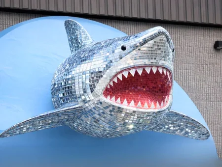 Disco ball shark sculpture display, That Fish Place That Pet Place Lancaster PA