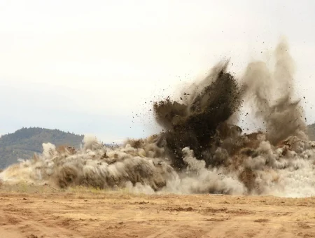 Rock blasting explosion at quarry site for Trinity Drilling and Blasting in Lancaster PA