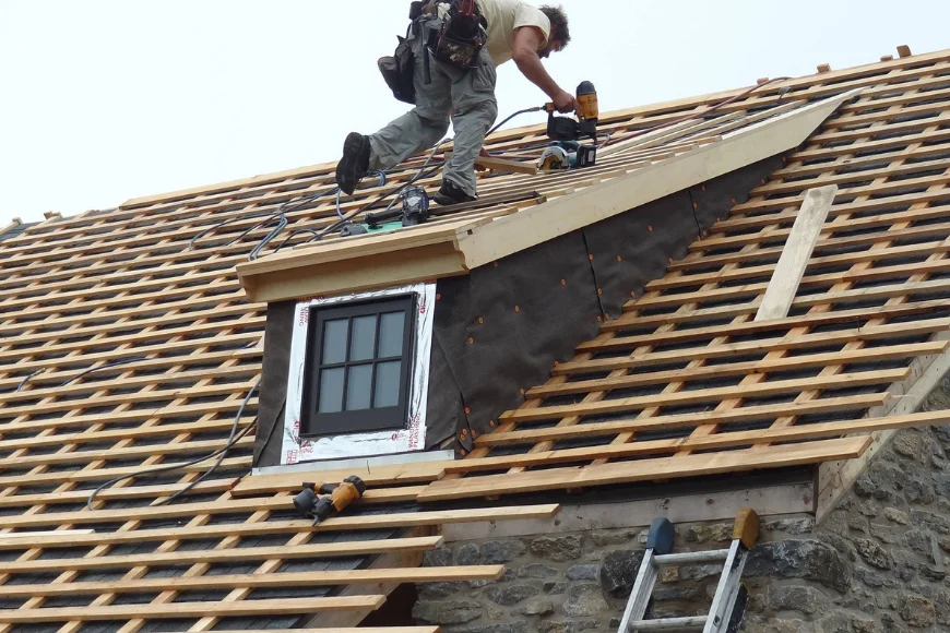 Roofing contractor installing new roof, Zimmerman Exteriors Lancaster PA