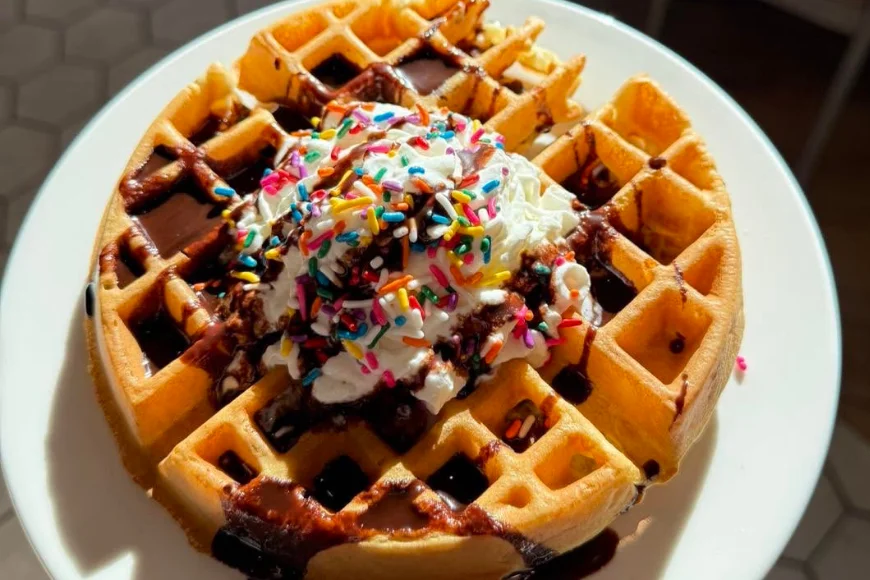 Chocolate waffle with sprinkles Hershey Farm Resort dining Lancaster PA