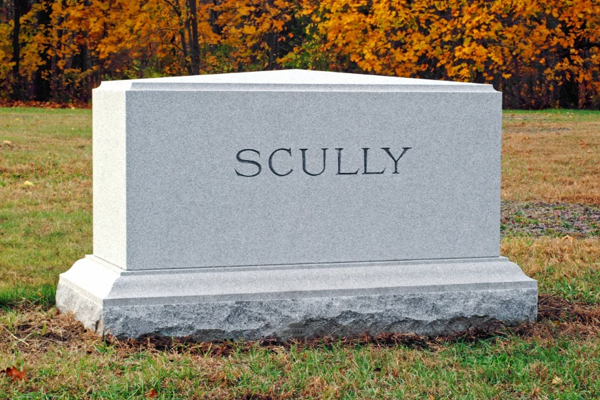 Custom granite cemetery memorial with Scully family name engraving by Weaver Memorials Lancaster PA